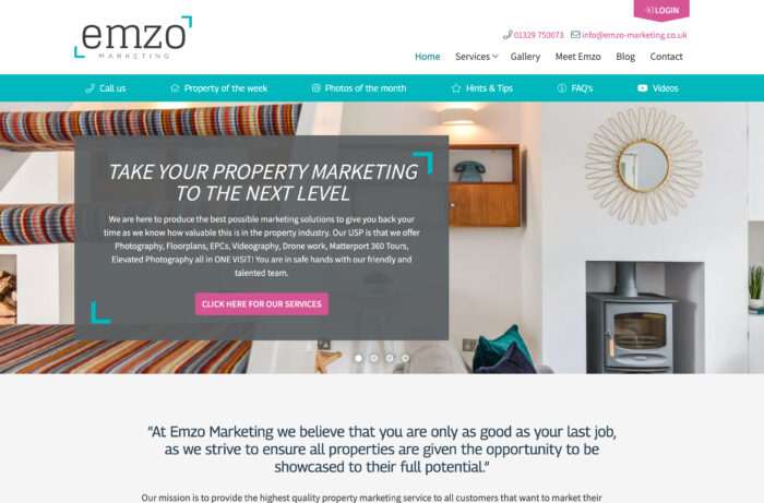 Property & Professional Photography Website Design for Emzo Marketing in Gosport, Hampshire