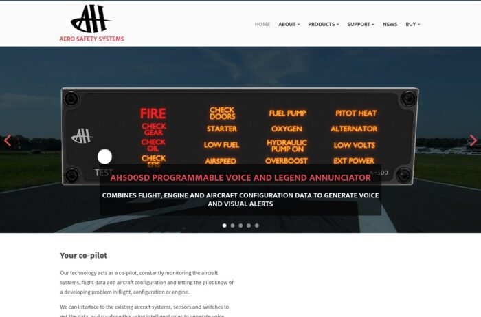 Aero Safety Website Design for Aero Safety Systems in Lee-on-the-Solent, Hampshire