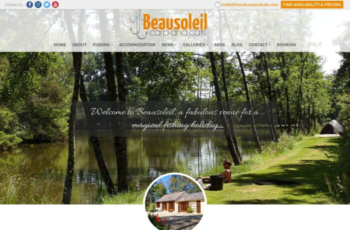 Carp Fishing Website Design for Beausoleil in Bretagne Region, France