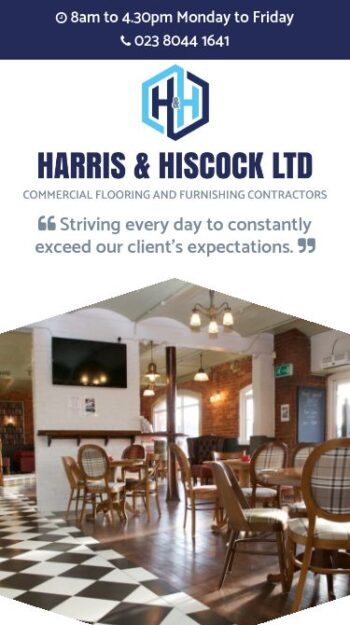 Flooring & Furnishing Website Design for Harris & Hiscock Ltd in Southampton, Hampshire