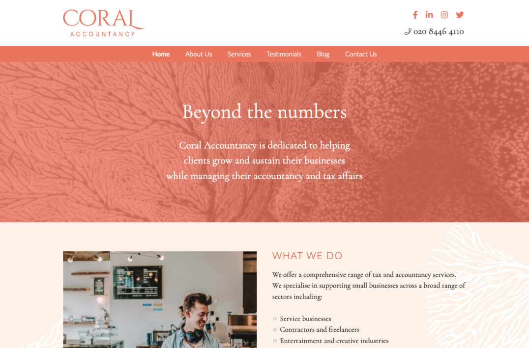 Chartered Accountants Web Design for Coral Accountancy in Southsea, Hampshire