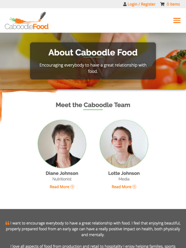 Nutrition Web Design for Caboodle Food in Fareham, Hampshire
