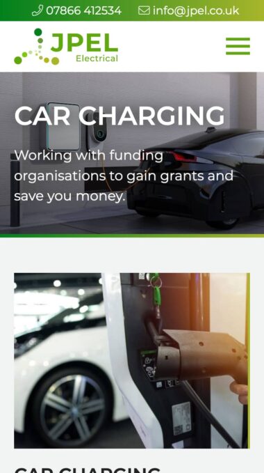 Car Charging & Electrical Web Design for JPEL Limited in Fareham, Hampshire