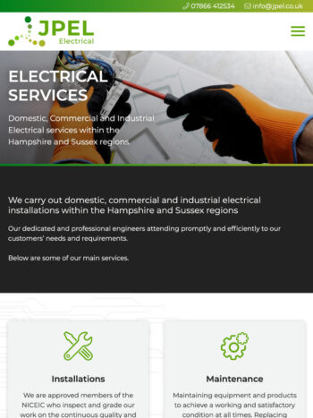 Car Charging & Electrical Website Design for JPEL Limited in Fareham, Hampshire