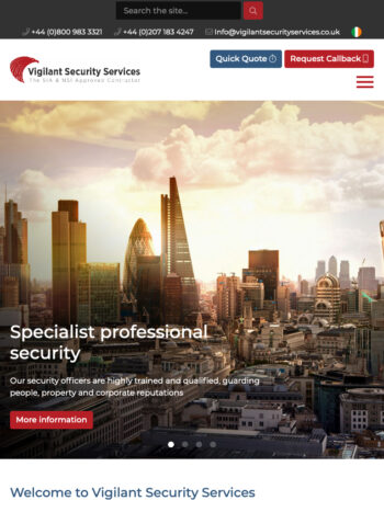 Security Website Design for Vigilant Security Services in London, UK