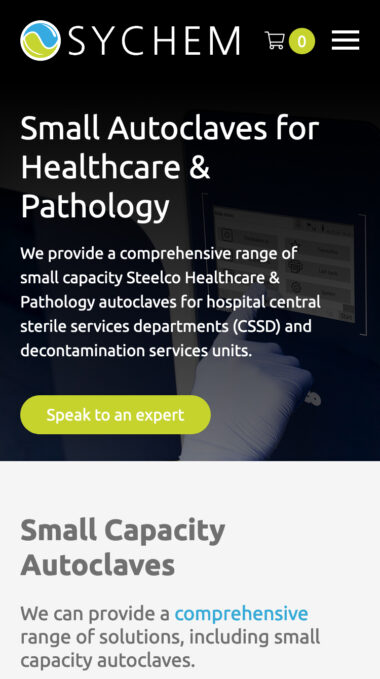 Sterilisation & Decontamination Solutions Web Design for Sychem in Eastleigh, Hampshire