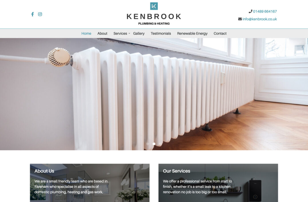 Plumbing & Heating Web Design for Kenbrook Plumbing & Heating in Fareham, Hampshire