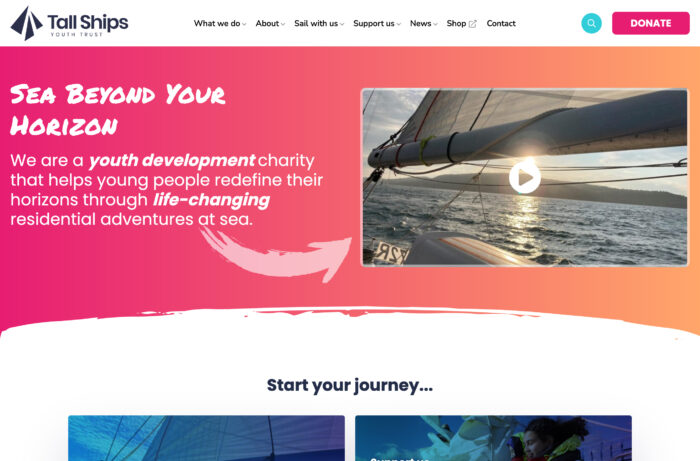 Youth Development Charity Website Design for Tall Ships Youth Trust in Portsmouth, Hampshire
