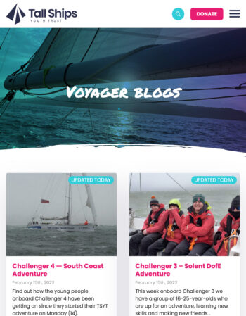 Youth Development Charity Website Design for Tall Ships Youth Trust in Portsmouth, Hampshire