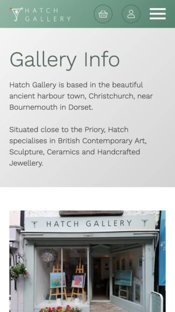 Art Gallery Website Design for Hatch Gallery in Bournemouth, Dorset