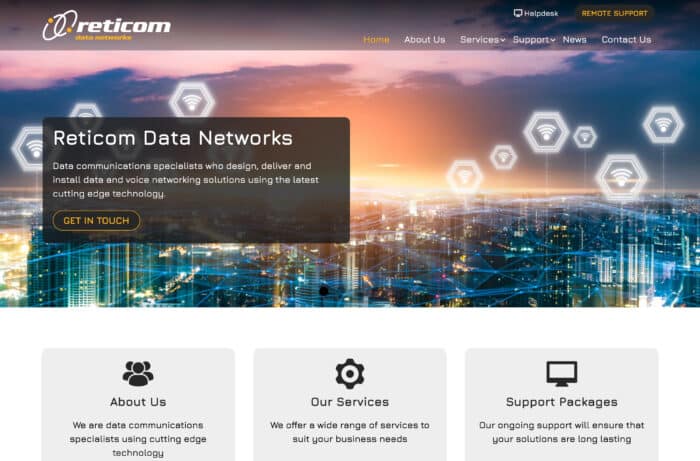 Data Communications Website Design for Reticom in Gosport, Hampshire