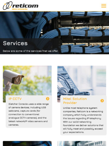Data Communications Website Design for Reticom in Gosport, Hampshire