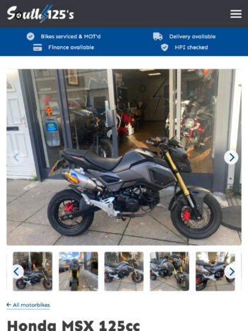 Motorbike Dealer Website Design for South 125s in Southsea, Hampshire