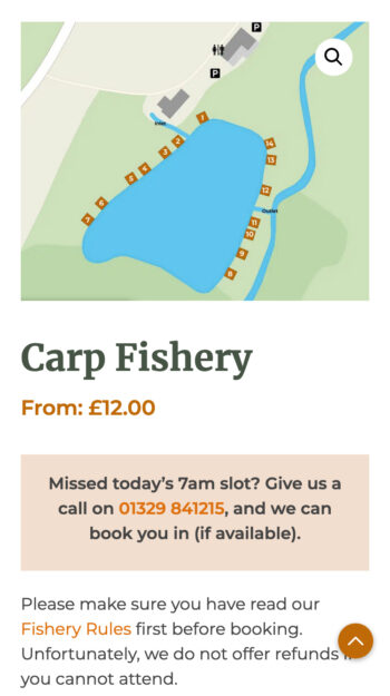 Carp Fishery Website Design for River Farm Carp Fishery in Fareham, Hampshire