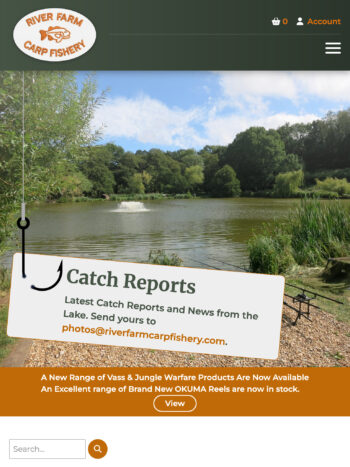 Carp Fishery Website Design for River Farm Carp Fishery in Fareham, Hampshire