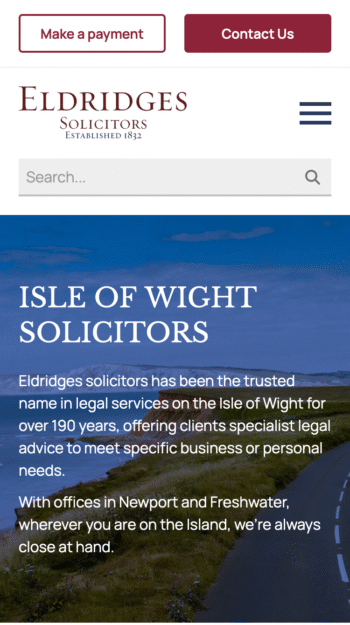 Solicitors Website Design for Eldridges in Newport, Isle of Wight