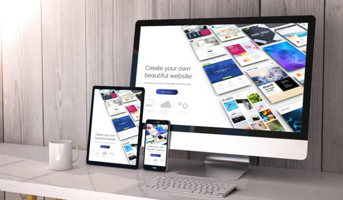 Digital,Generated,Devices,On,Desktop,,Website,Builder,On,Screen.,All