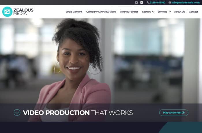 Video Production Website Design for Zealous Media in Southampton, Hampshire