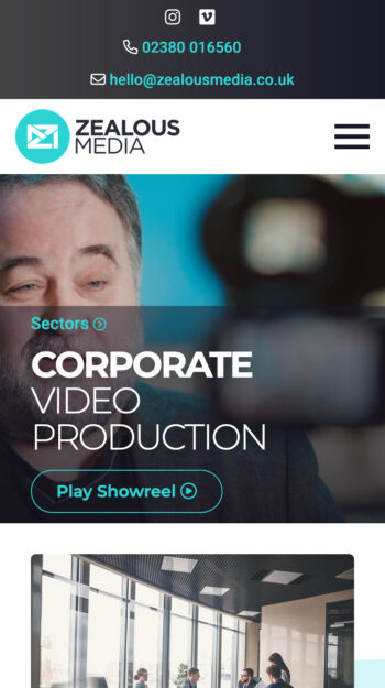 Video Production Website Design for Zealous Media in Southampton, Hampshire