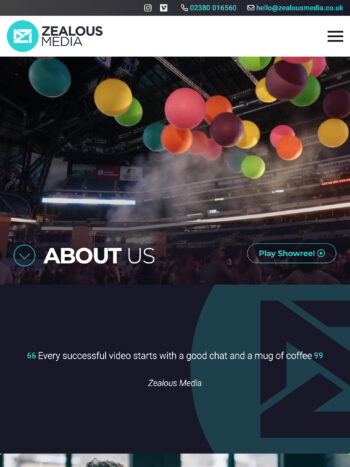 Video Production Website Design for Zealous Media in Southampton, Hampshire