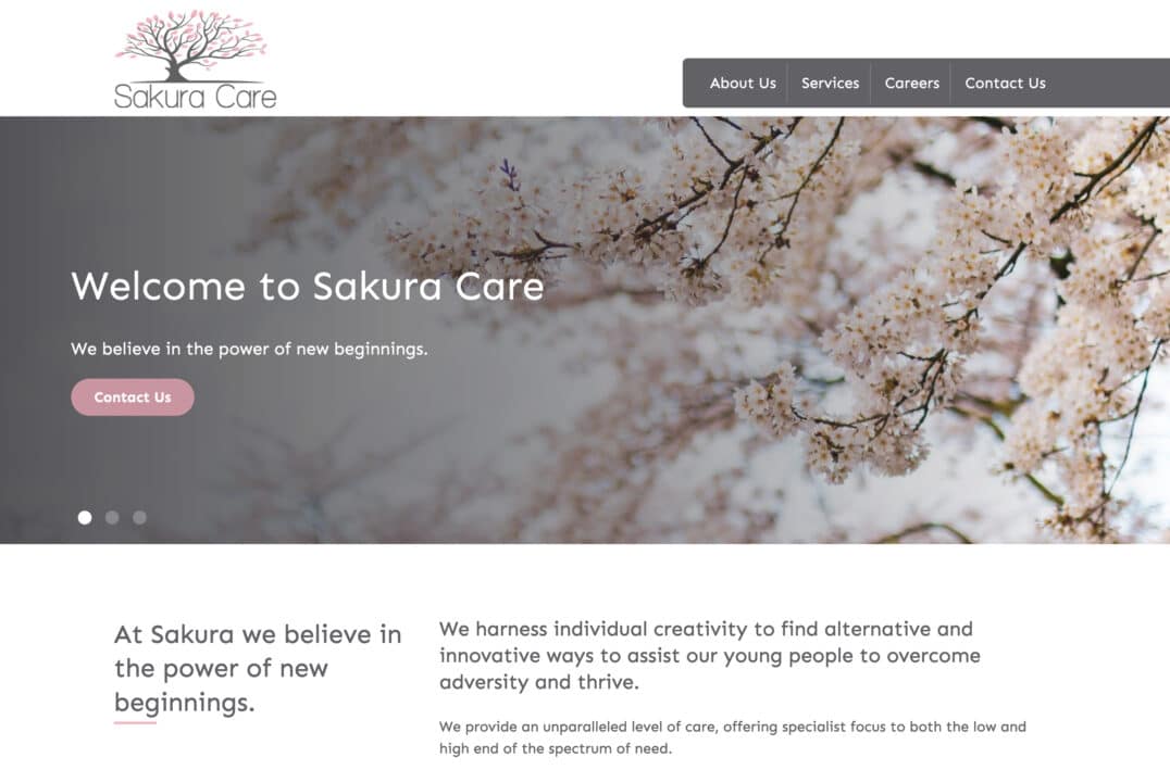 Youth Support Services Web Design for Sakura Care in Portsmouth, Hampshire