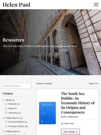 Lecturer in Economics and Economic History Website Design for Helen Paul in Southampton, Hampshire