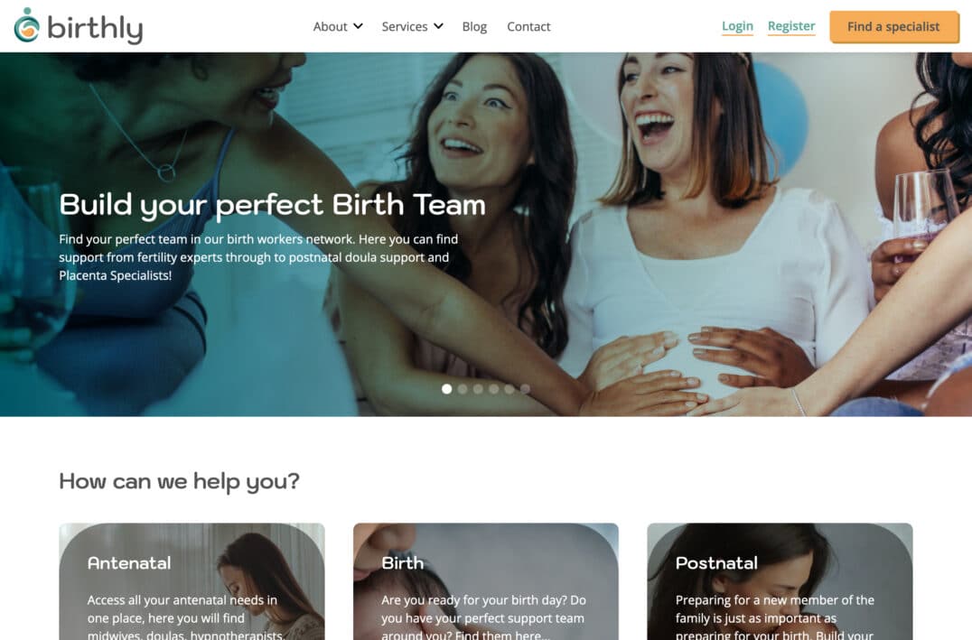 Birth Workers Network Web Design for Birthly in Aldershot, Hampshire
