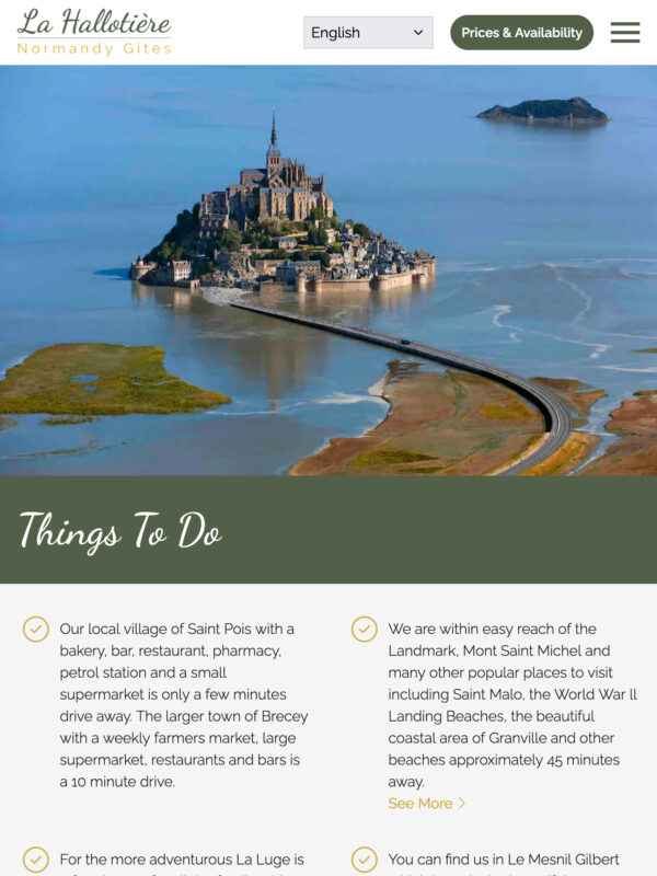 Gite Rental in Normandy Web Design for La Hallotiere in Normandy, France