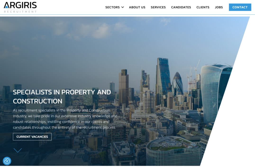 Property & Construction Recruitment Web Design for Argiris Recruitment in Southampton, Hampshire