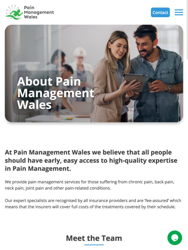 Pain Management Web Design for Pain Management Wales in Cardiff, Wales