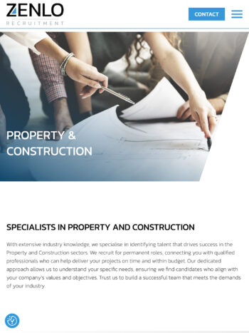 Property & Construction Recruitment Website Design for Zenlo Recruitment in Southampton, Hampshire