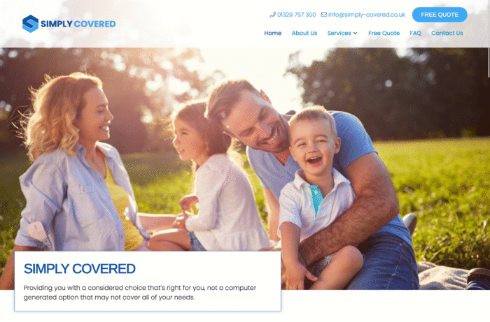 Insurance Brokers Website Design for Simply Covered in Fareham, Hampshire