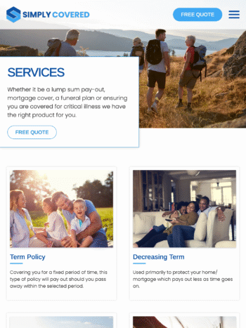 Insurance Brokers Website Design for Simply Covered in Fareham, Hampshire