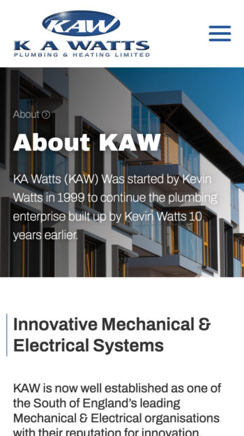 Plumbing & Heating Specialists Website Design for KA Watts in Eastleigh, Hampshire