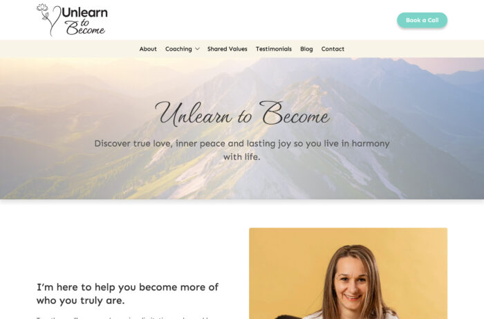 Personal Coaching Website Design for Unlearn to Become in Chichester, West Sussex