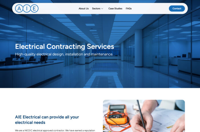 Electrical Services Website Design for AIE Electrical in Gosport, Hampshire