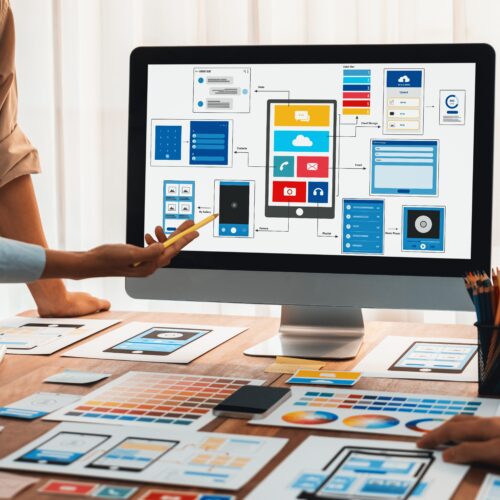 Panorama,Shot,Of,Front end,Developer,Team,Brainstorming,Ui,And,Ux