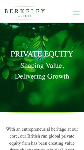 Global Private Equity Firm Website Design for Berkeley Assets in Dubai