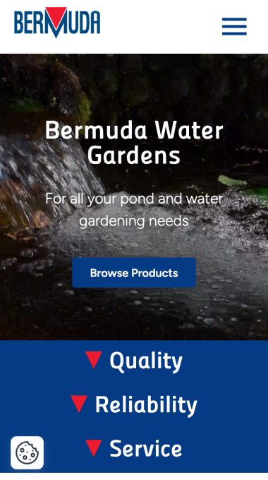 Water Gardening Products Web Design for Bermuda Water Gardens in Witney, Oxfordshire
