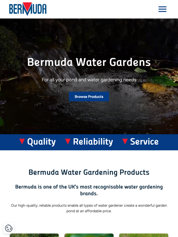 Water Gardening Products Web Design for Bermuda Water Gardens in Witney, Oxfordshire
