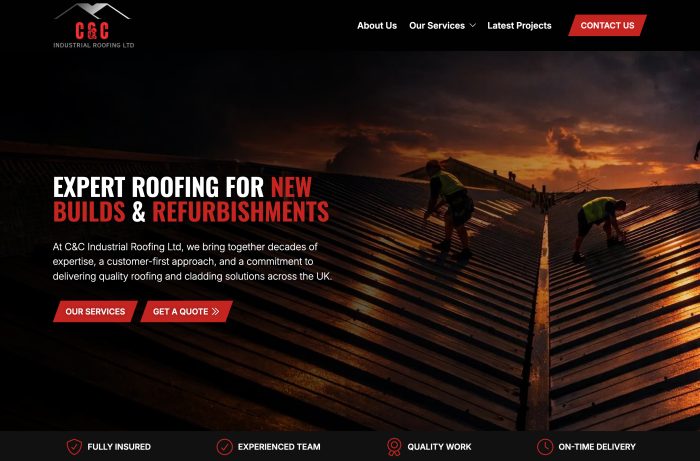 Industrial & Commercial Roofing Website Design for C&C Industrial Roofing in Fareham, Hampshire