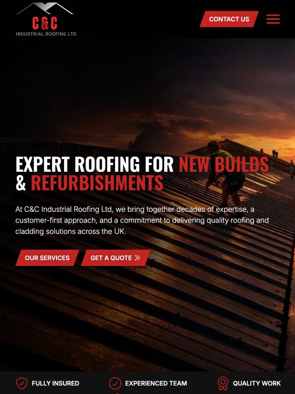 Industrial & Commercial Roofing Web Design for C&C Industrial Roofing in Fareham, Hampshire